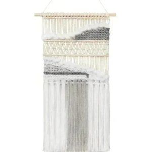 Anthropologie Woven Boho Gray Macrame Wall Hang